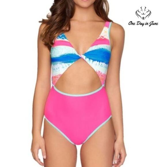 Arizona Jean Co. Abstract One Piece Swimsuit Juniors Size M - Picture 1 of 3